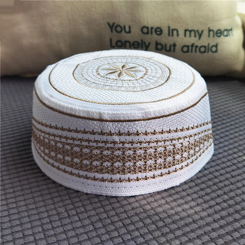 Mới Hồi Giáo Nam Cầu Nguyện Nón Cotton Thêu Giải Trí Ả Rập Hồi Giáo Nón Hồi Giáo Băng Đô Cài Tóc Turban Gọng Do Thái Nắp Nam Khăn Trùm Đầu Quần Áo