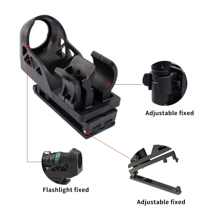 Funda para linterna táctica con palanca, sistema de bloqueo lateral, juego de antorcha General 360 °   Juego de antorchas de plástico giratorias Desconexión rápida Nuevo