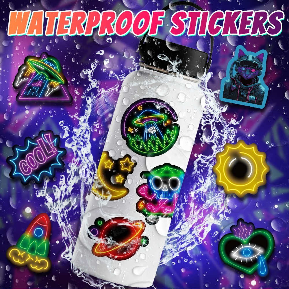 50 pezzi Cartoon Rocket Neon Cool adesivi carini estetica per laptop telefono chitarra skateboard adesivo per auto giocattolo classico regalo