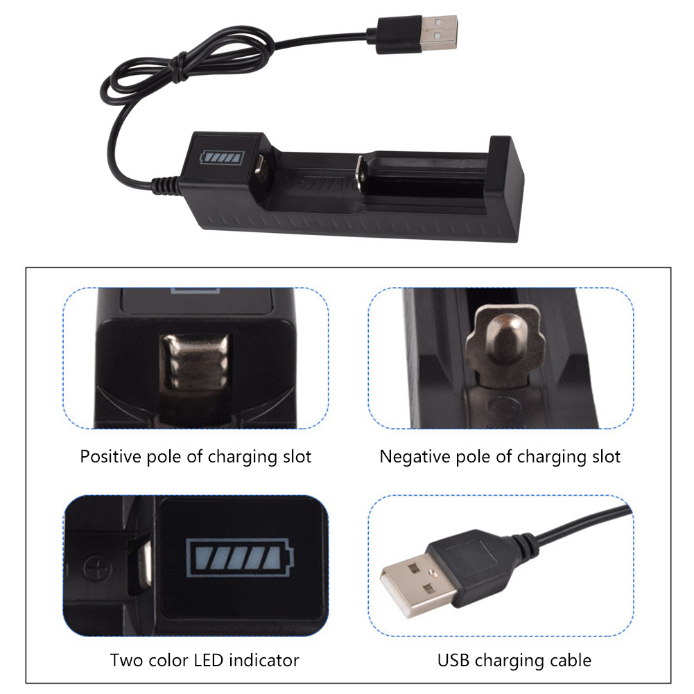 1 Steckplatz Ladegerät wiederauf ladbare Lithium-Batterie für 3,7 V Lithium-Batterie USB-Schnell ladung