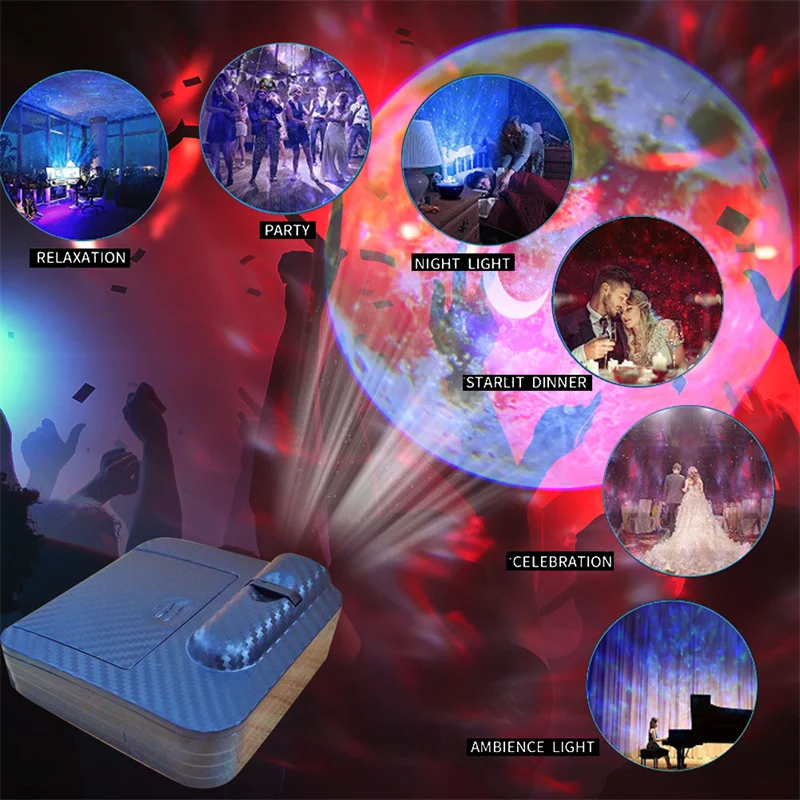 Moon Galaxy Projection Lamp Novelty Aurora Background Atmosphere Night Light Earth Projector Photography Lamp for Christmas Gift