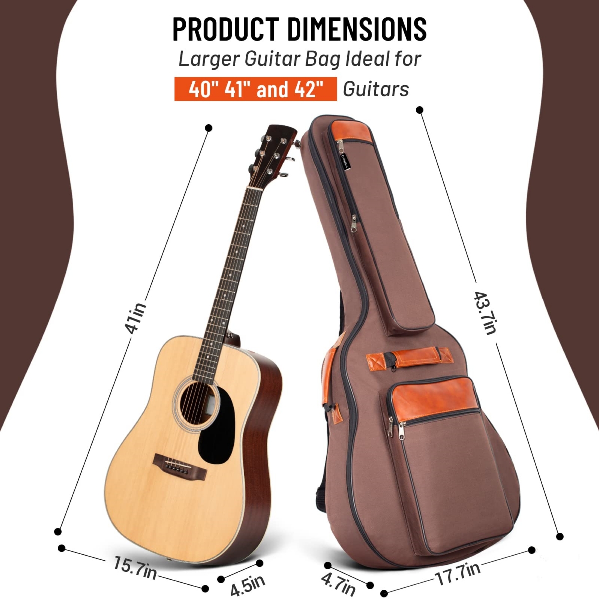 Miwayer-Oxford Nylon guitarra acústica saco impermeável, saco de nylon espessado, alças duplas, algodão acolchoado caso, Gig mochila, 41"