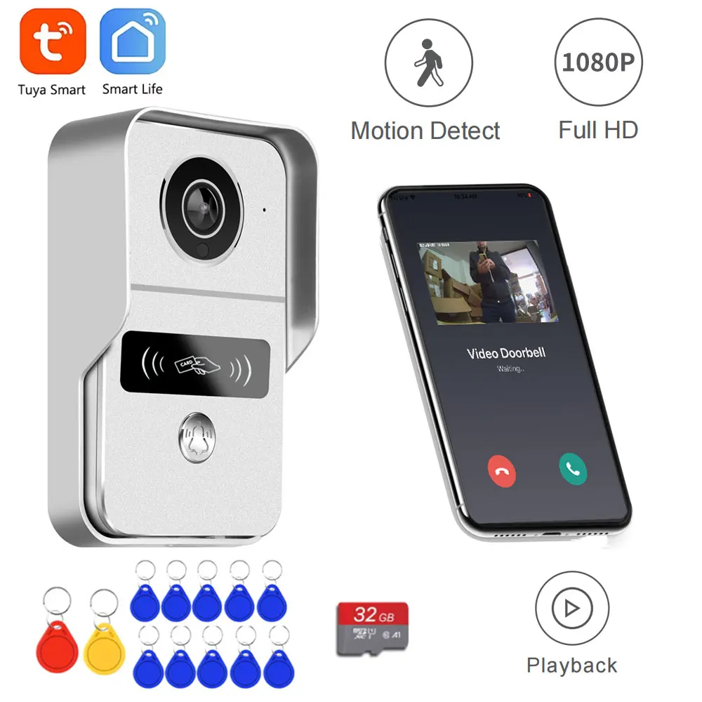 1080P Tuya Smart Video Deurbel Wifi Draadloze Video-intercom Voor Home Security Bescherming Google Home Appartement Tuya Deurbel