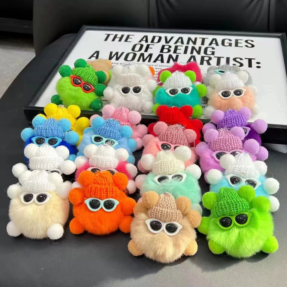 Mini Rex Rabbit Fluffy Key Chains Pom Pon Trinket Hanging Decoration Plush Animal Doll Bag Pendant Auto Keyring Lovely Presents