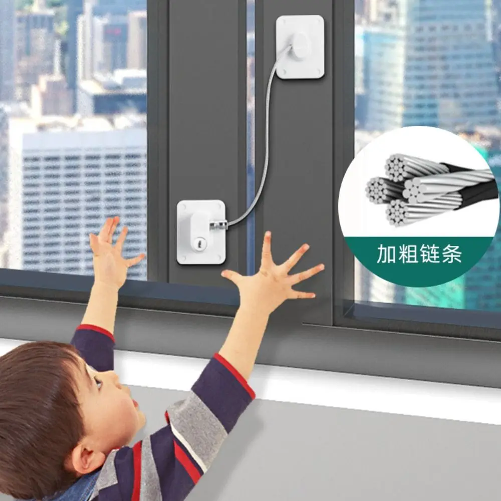 Window Lock with Key Baby Safety Easy Install Cabinet Refrigerator Door Non Drilling Window Lock Self Adhesive Home Children