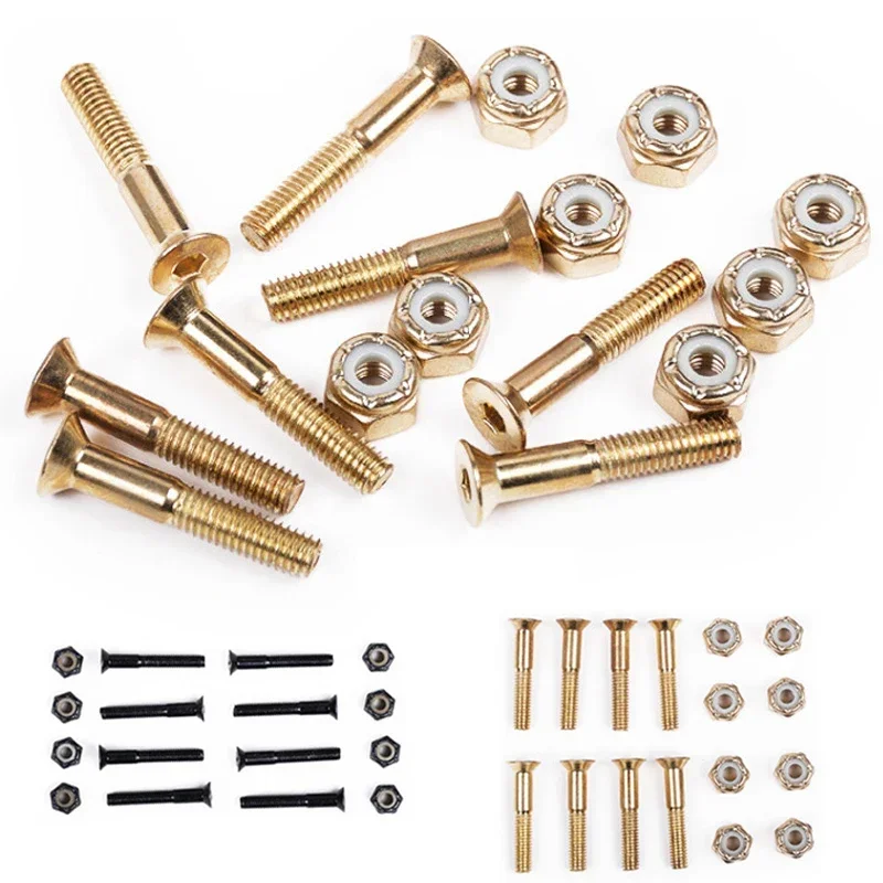 16 ชิ้น/เซ็ตเปลี่ยนสกรู + ถั่วสี่ล้อสเก็ตบอร์ด Longboard M5 * 25 มม./28 มม./30 มม.เหล็กคาร์บอนขนาดกลางสเก็ตบอร์ดอุปกรณ์เสริม