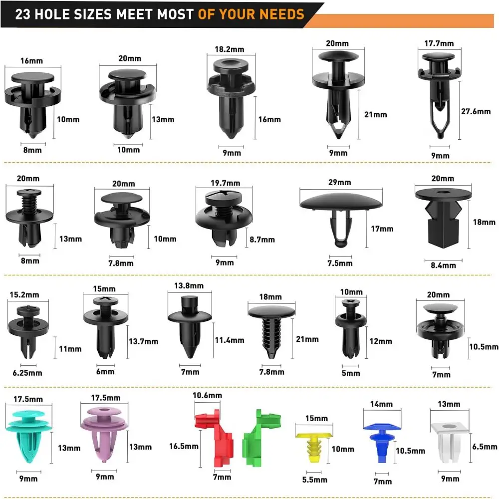Auto Fastener คลิป 680 ชิ้นรถ Push Retainer Pin Rivet กันชนประตู Trim Panel Retainer Fastener Kit เครื่องมือกําจัดอัตโนมัติ