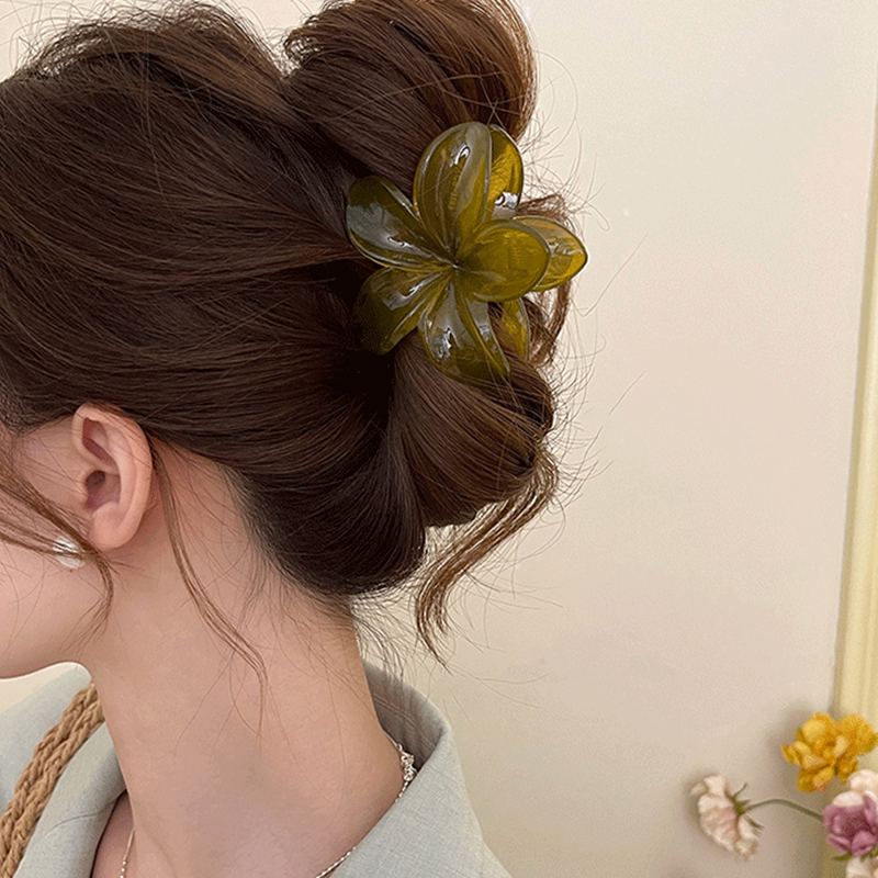 Fermagli per capelli con fiore a forma di uovo da donna Fermagli per capelli in plastica leggera a forma di granchio Forcine grandi Coda di cavallo Accessori per capelli alla moda