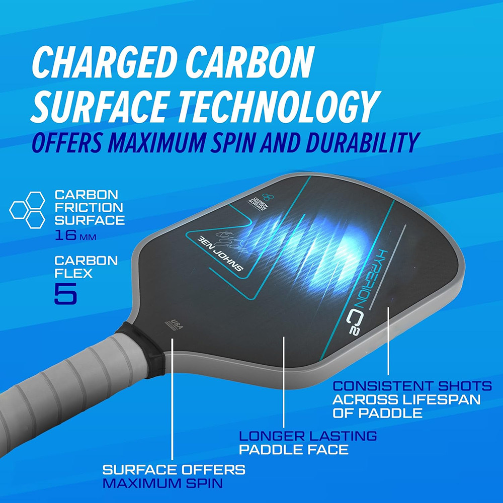 BEN JOHNS Hyperion C2 T700 คาร์บอนไฟเบอร์ Pickleball Paddle แรงเสียดทาน Surface16mm Polymer Power Core Enhanced Power & Spin & Control