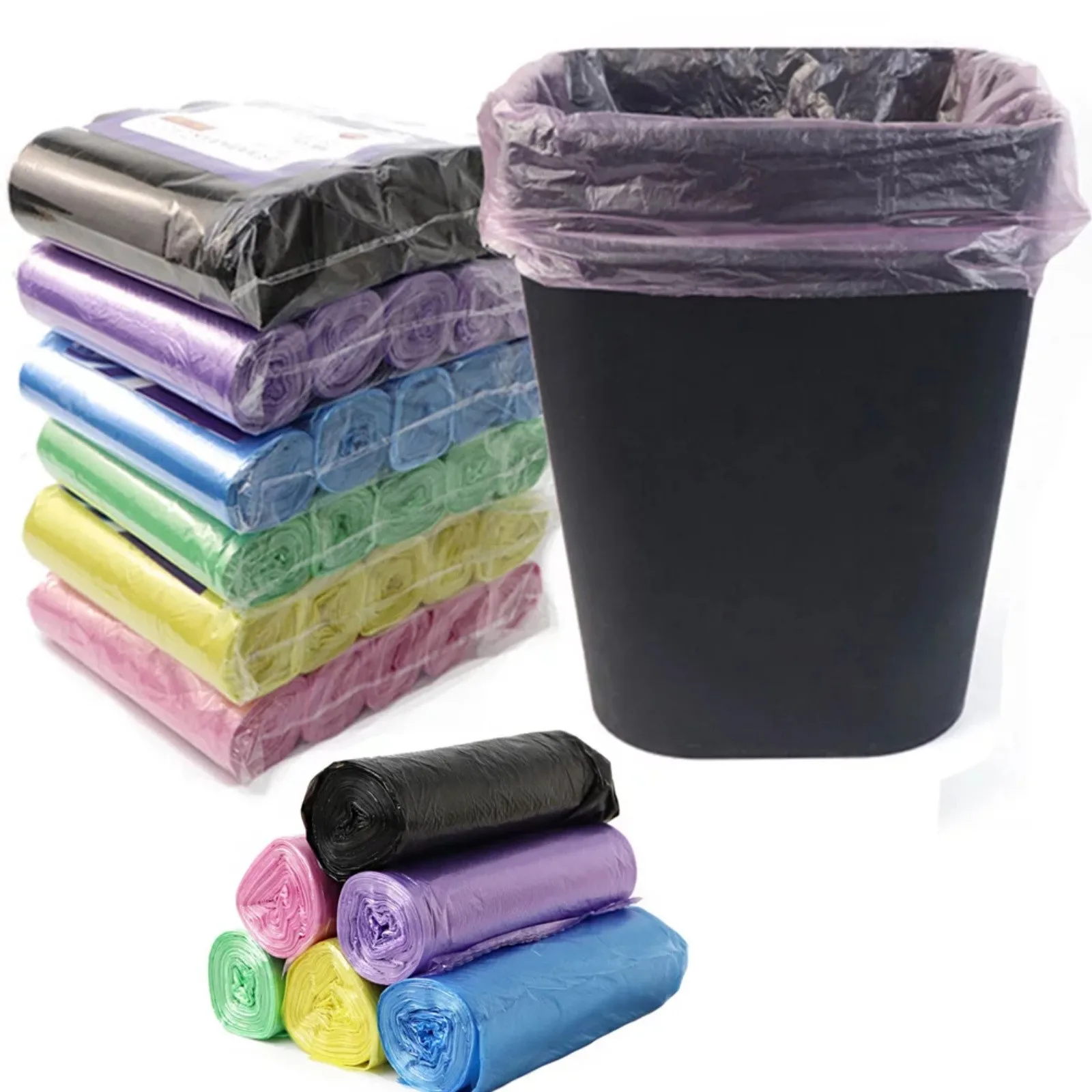 5 rollos de 100 recuentos, bolsas de basura pequeñas desechables, bolsas de basura portátiles de Pe, bolsas de basura pequeñas, bolsas de basura, residuos de cocina de oficina