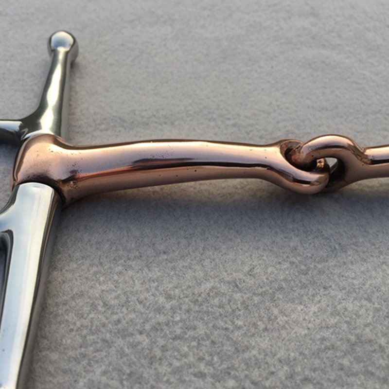 Cavalo de aço inoxidável para bochecha cheia, polido e funcional, resistente Snaffle Bit, boca de cobre, cavalo Tack
