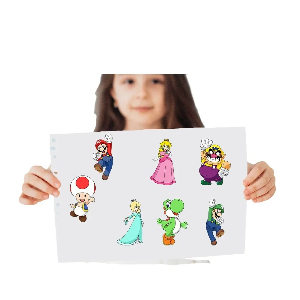 8/16/32 แผ่นการ์ตูน Mario Make A Face ปริศนาสติกเกอร์เด็กทํา DIY เกมเด็กจิ๊กซอว์การศึกษาสติกเกอร์ของเล่น
