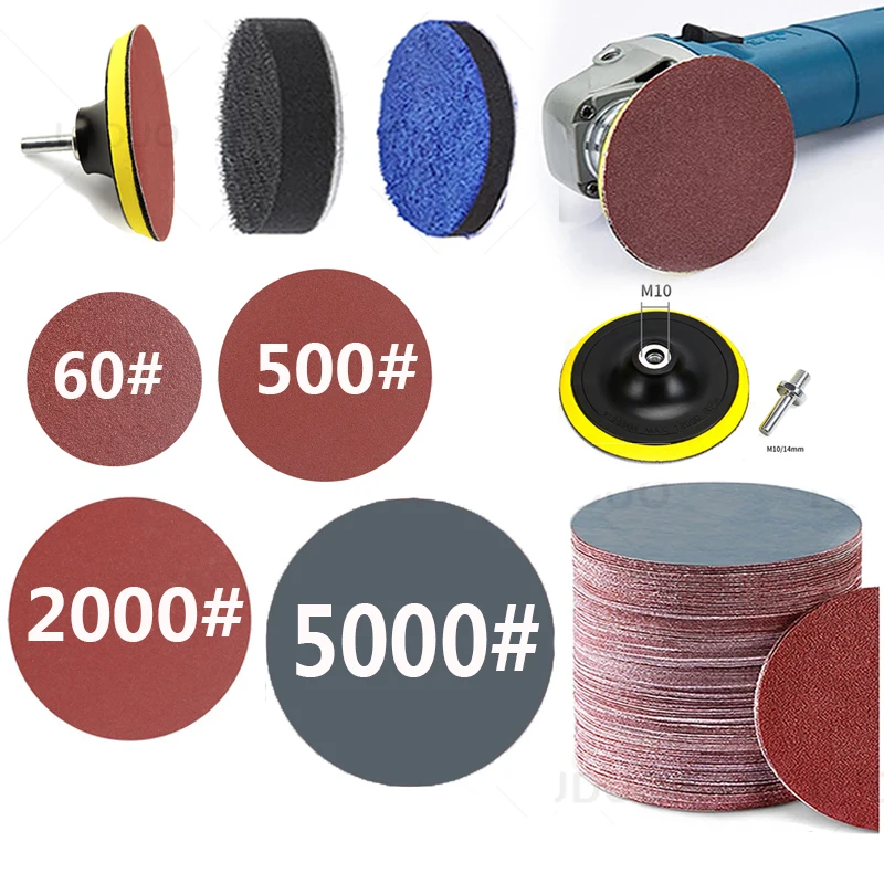 Discos de lijado de 3/4/5/6 pulgadas, almohadilla de pulido de 150/125mm, papel de lija abrasivo autoadhesivo con gancho y bucle para Metal de coche