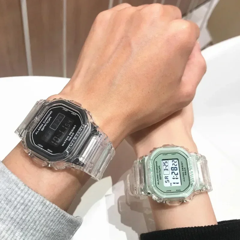 Reloj electrónico transparente a la moda para mujer y hombre, reloj LED deportivo, reloj de pulsera electrónico resistente al agua, relojes para niñas, regalo para estudiantes