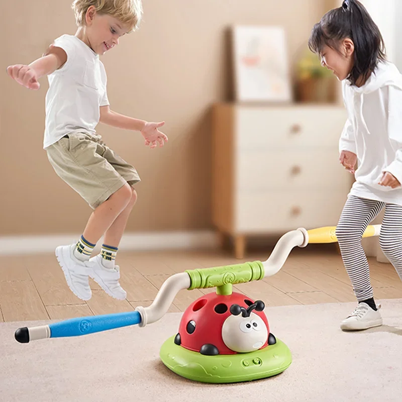 Jouets de sport de saut musical 5 en 1, jeu d'anneau de lancer 3 en 1 et lanceur de tir pour enfants, Machine d'extérieur multifonction coccinelle