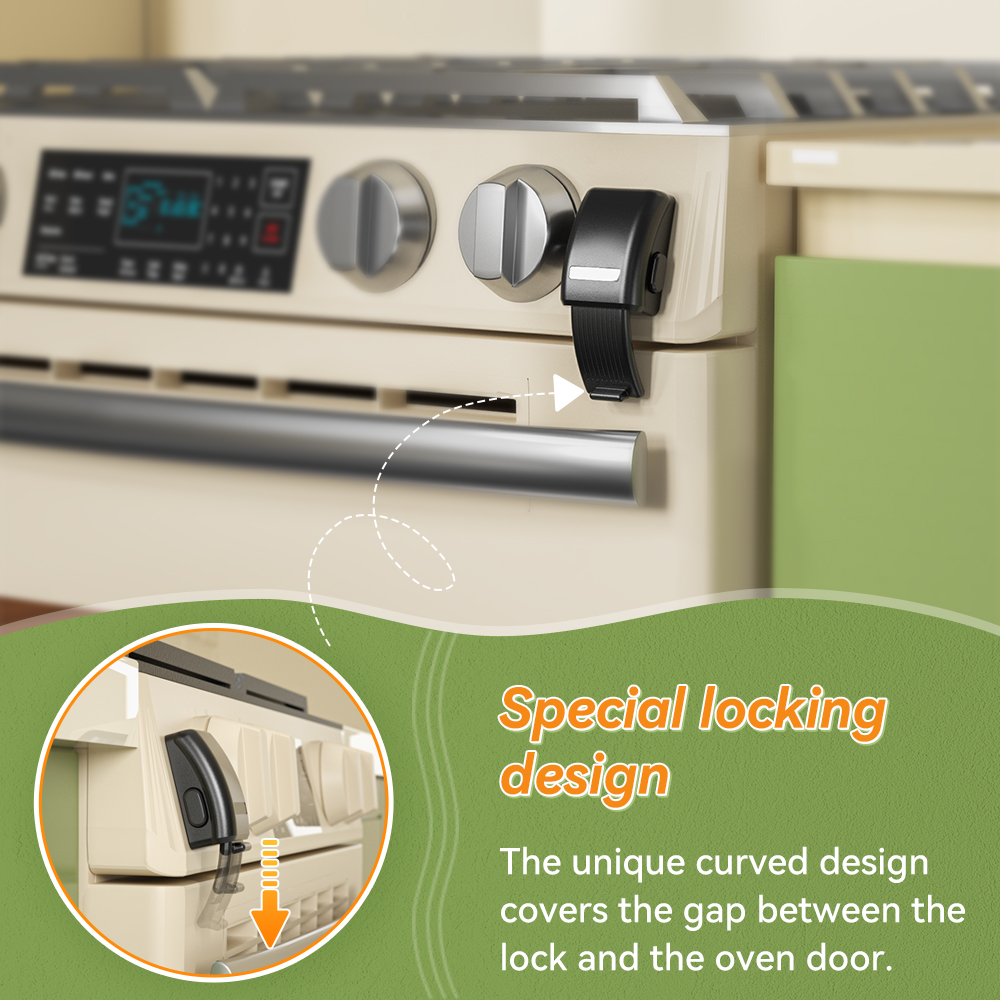 SAFELON 1 パックアップデートベビー安全オーブンドアロック、キッチン安全オーブンドアロック、赤ちゃんと幼児用チャイルドプルーフロック