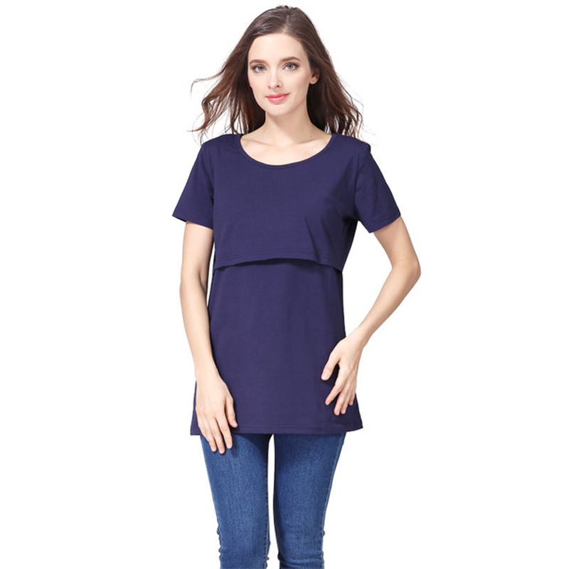 ママ看護 Tシャツマタニティトップス授乳服半袖コットンシャツ授乳ブラウスビッグサイズ S-XXL