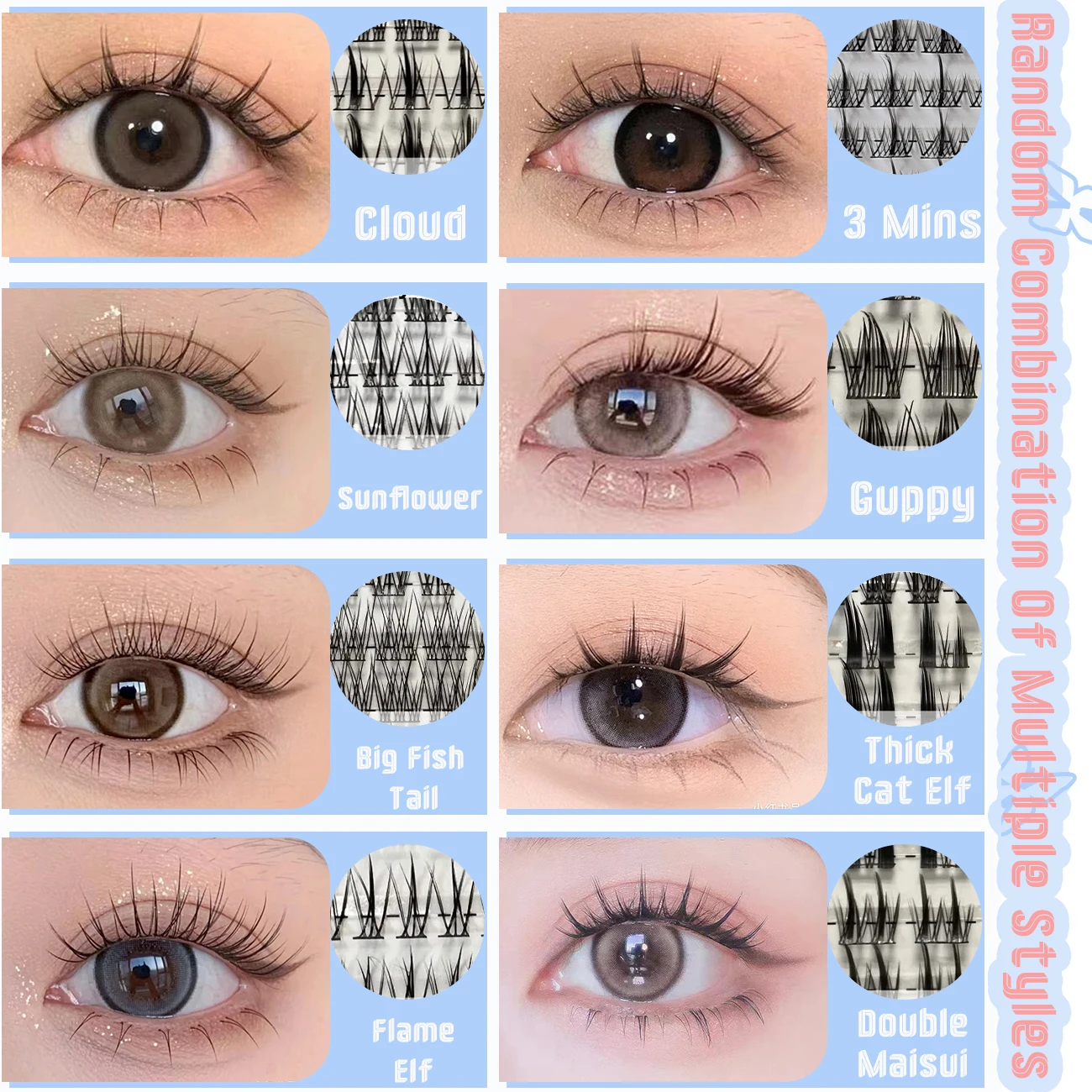 False Eyelashes Mix 32 Rows High-capacity Natural DIY Extension Supplies Lashes Cluster Multi Style Fusion Professional Makeup