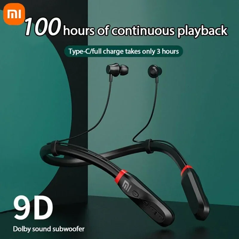 XIAOMI i35 auriculares Bluetooth con banda para el cuello auriculares inalámbricos sonido 9D auriculares deportivos impermeables TWS auriculares con micrófono para teléfono