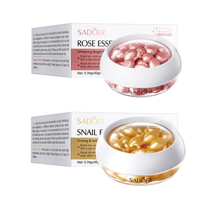 30 pçs sadoer rosa sanil rosto soro cápsula hidratante facial brilho endurecimento essência facial beleza rosto produtos de cuidados com a pele