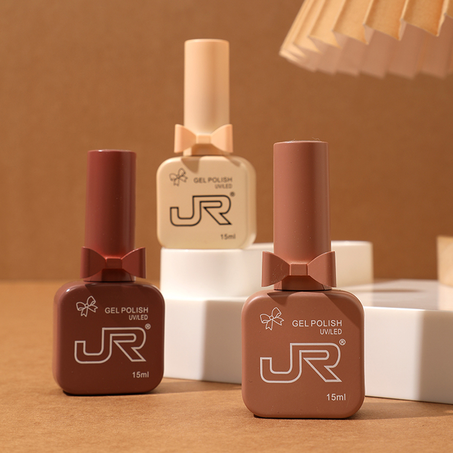 JR 9 個 15 ミリリットルジェルネイルポリッシュセット含むレッドピンクヌードジェルポリッシュキット UV LED ソークオフポリッシュホーム DIY トップコートベースコートギフト