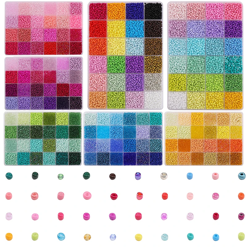 약 5200Pcs24 그리드 쌀 구슬 상자 수제 DIY 쥬얼리 팔찌 귀걸이 Kandi 쥬얼리 액세서리 재료