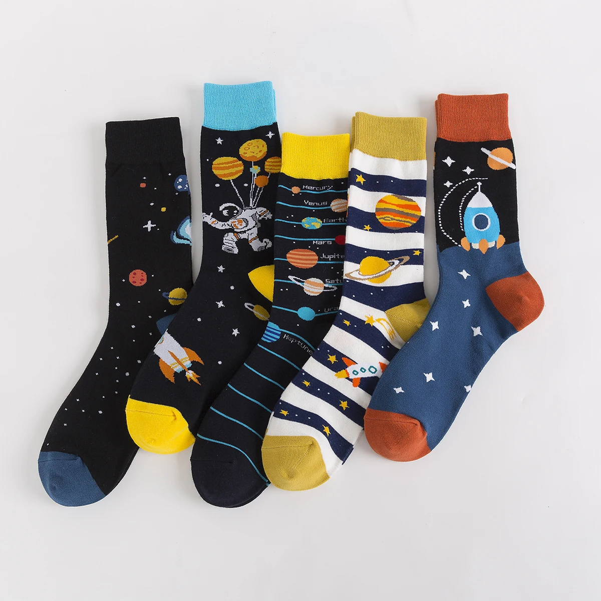5-6 pares de nuevos calcetines de algodón peinado de alta calidad para hombres y mujeres, calcetines divertidos informales novedosos de moda feliz para monopatín para hombres
