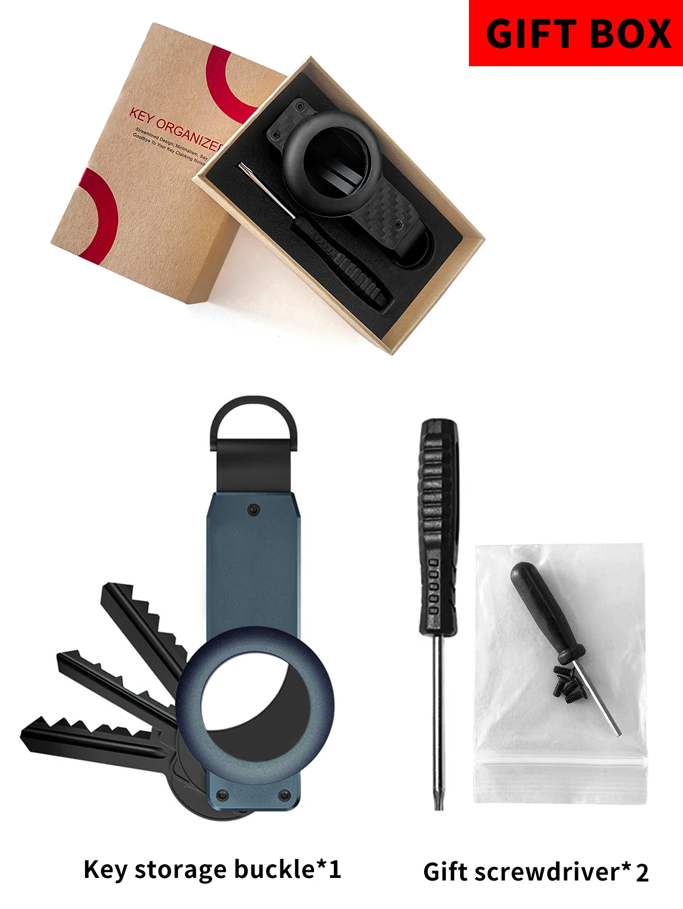 Key Organizer For Men-Compact Metallic Key Holder Minimalist Innovative Keyholder For Airtag Holder | Keychain Secures 2-5 Keys