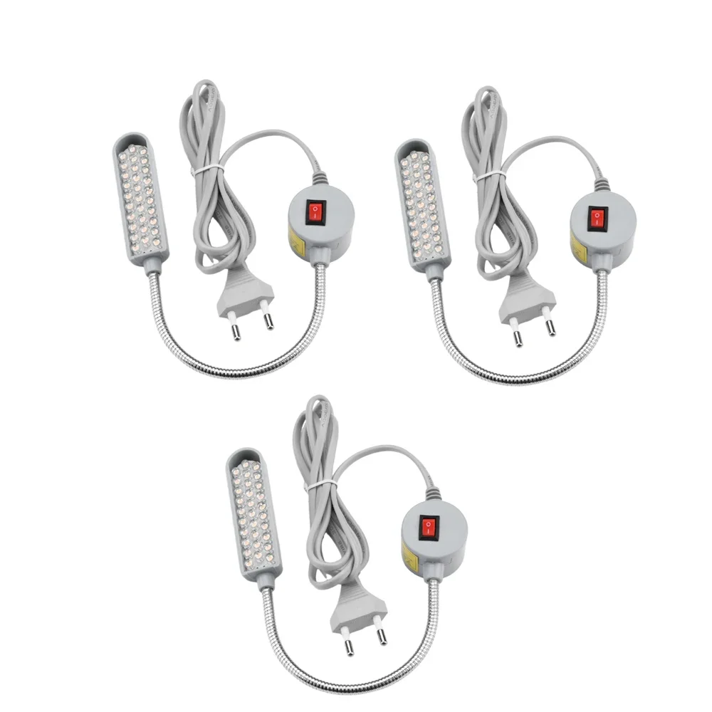 Éclairage LED pour Machine à coudre industrielle, 3 pièces, AC110V/220V (avec 30 lampes LED) 360 °   Lumières industrielles flexibles à col de cygne