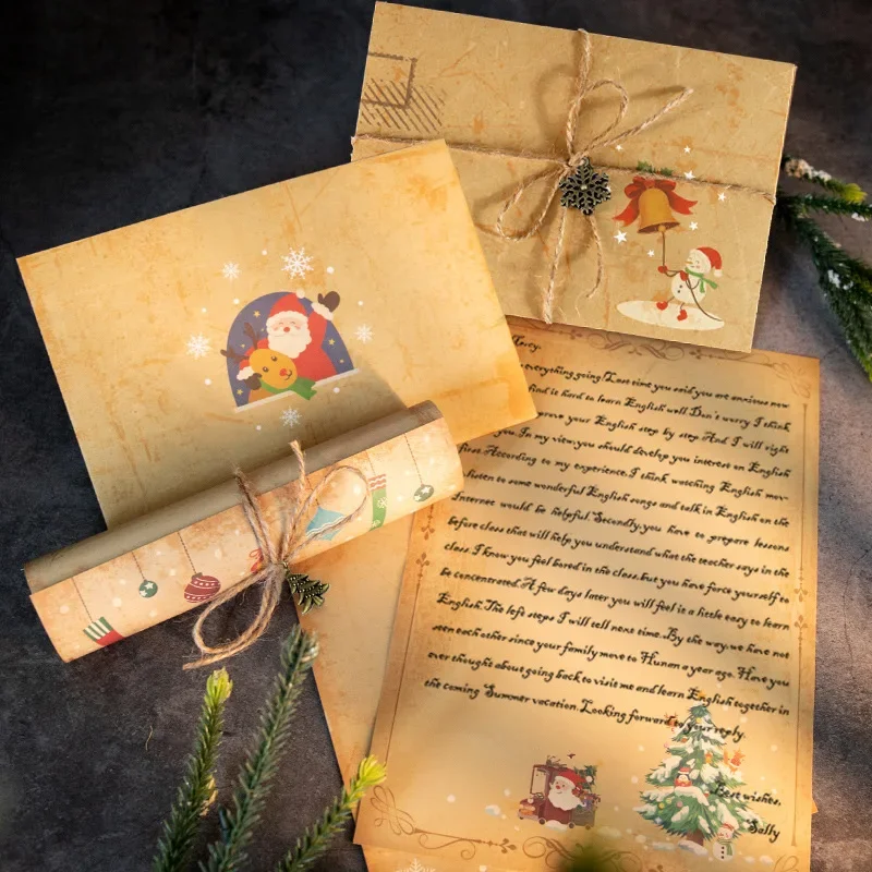 メリークリスマス封筒かわいいサンタクロース雪だるま便箋 DIY クリスマスギフト招待状グリーティングカード封筒ステッカー