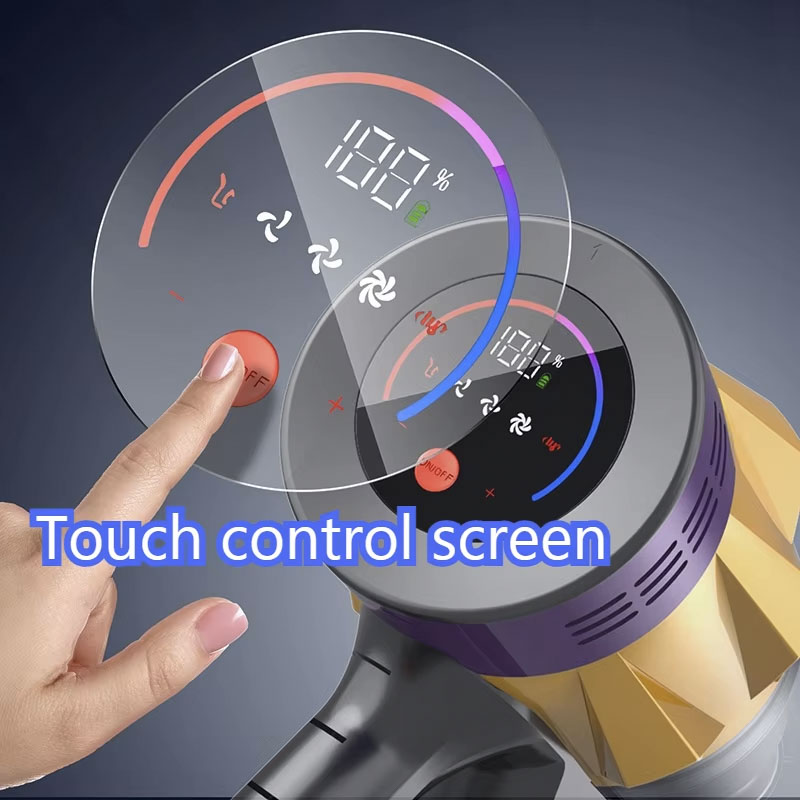 MPQU 550W Cordless Stick Handheld Vacuum Cleaner 50kPa Strong Suction Detachable Battery Touchscreen HEPA Filter Electric Broom