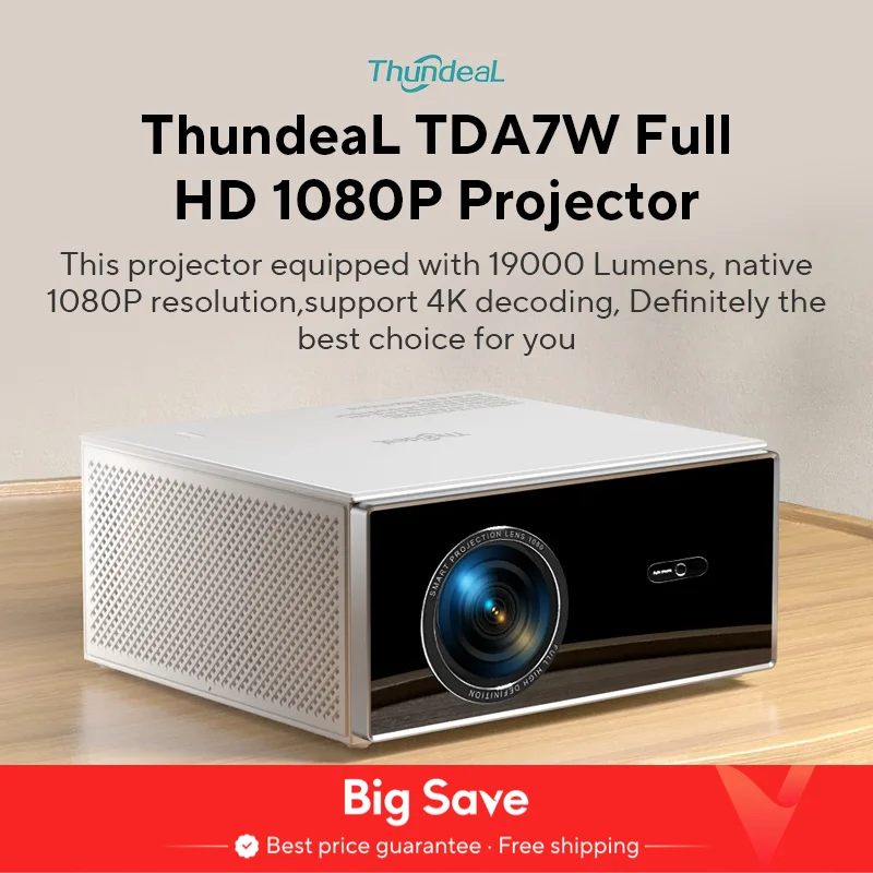 Proiettore ThundeaL 2K 4K Full HD 1080P TDA7W 2G 32G Android 13 WiFi 6 Home Theater Proiettore a fascio TDA7 per video riunioni all'aperto