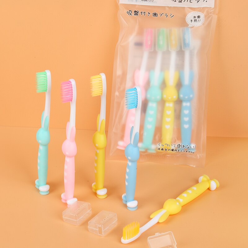 Escova de dentes infantil de desenho animado, escovas manuais com cerdas extra macias para limpeza profunda, cuidados bucais em casa para crianças