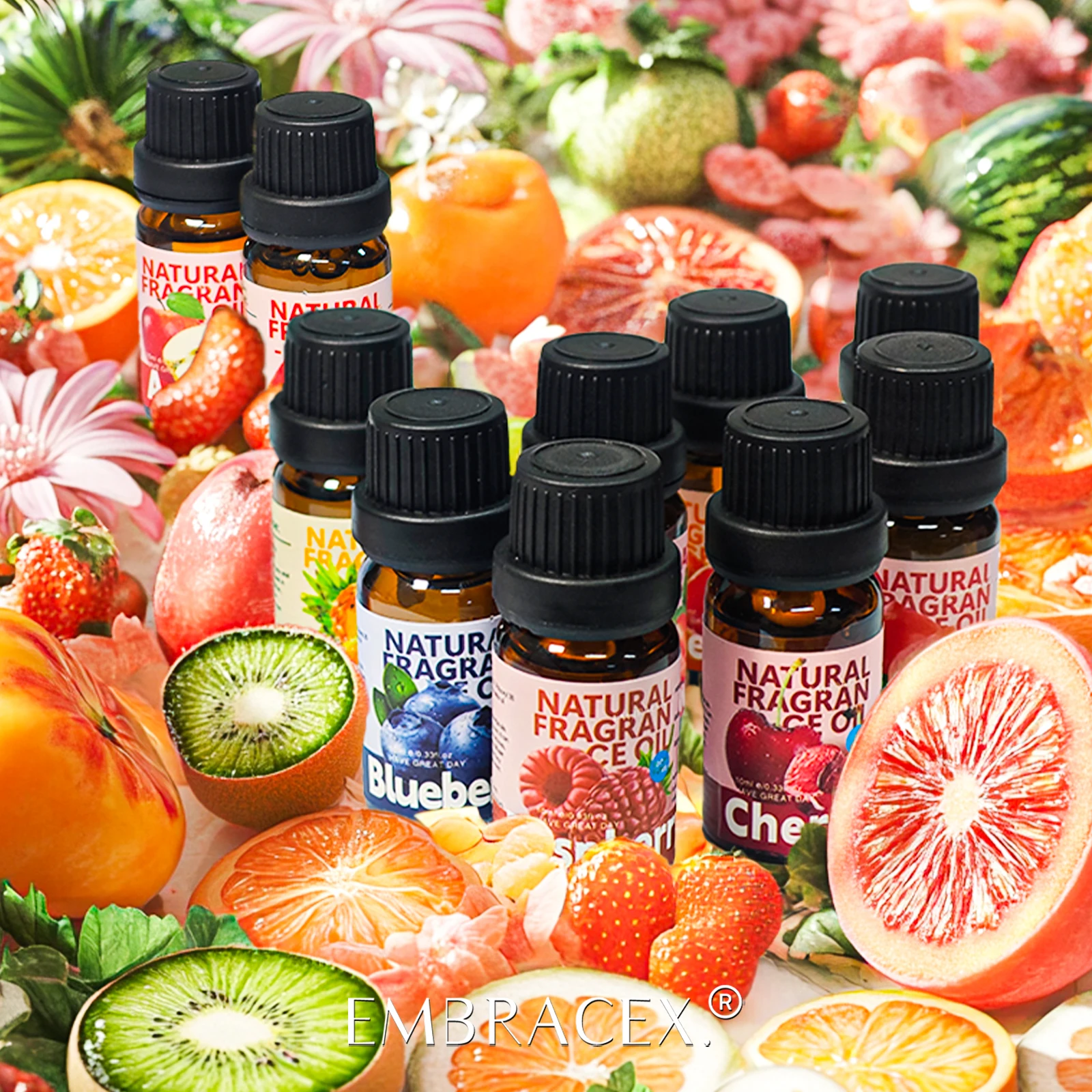 22Type Fruit Essential Oils Fruit Perfumes Fragrance Oil for Diffuser Candles Making -Strawberry Lemon Peach Banana Mango