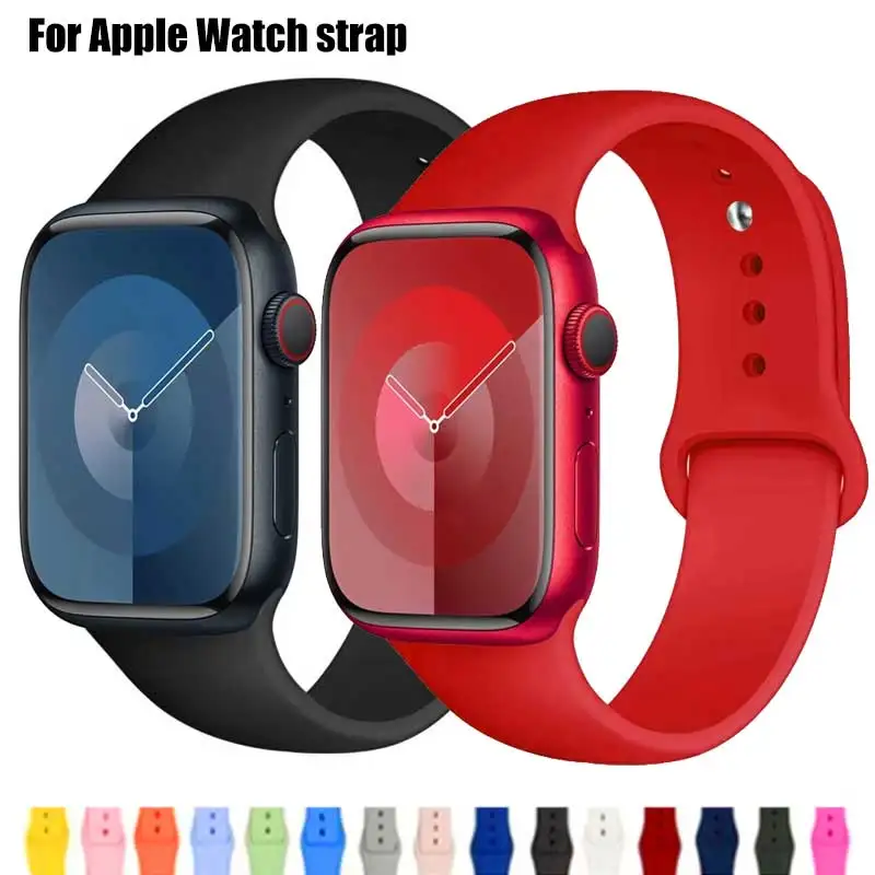 Pulseira de silicone para apple watch, pulseira esportiva de 44mm 45mm 40mm 41mm 42-38mm 45 mm série iwatch 8 7 6 5 4 3 se 9 ultra 2 49mm