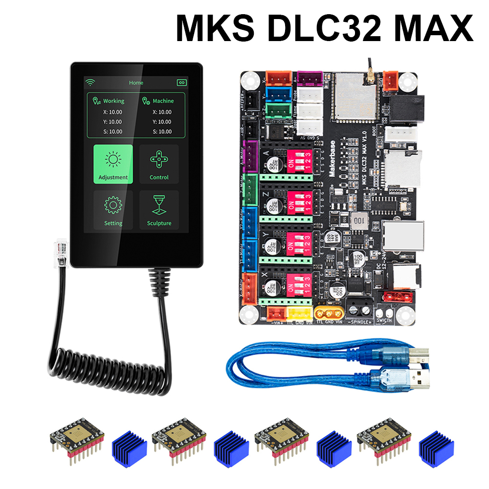 Makerbase MKS DLC32 MAX TMC2209 Плата фрезерного станка с ЧПУ Лазерный гравировальный станок 4-осевой контроллер Grbl Материнская плата лазерного гравера с ЧПУ