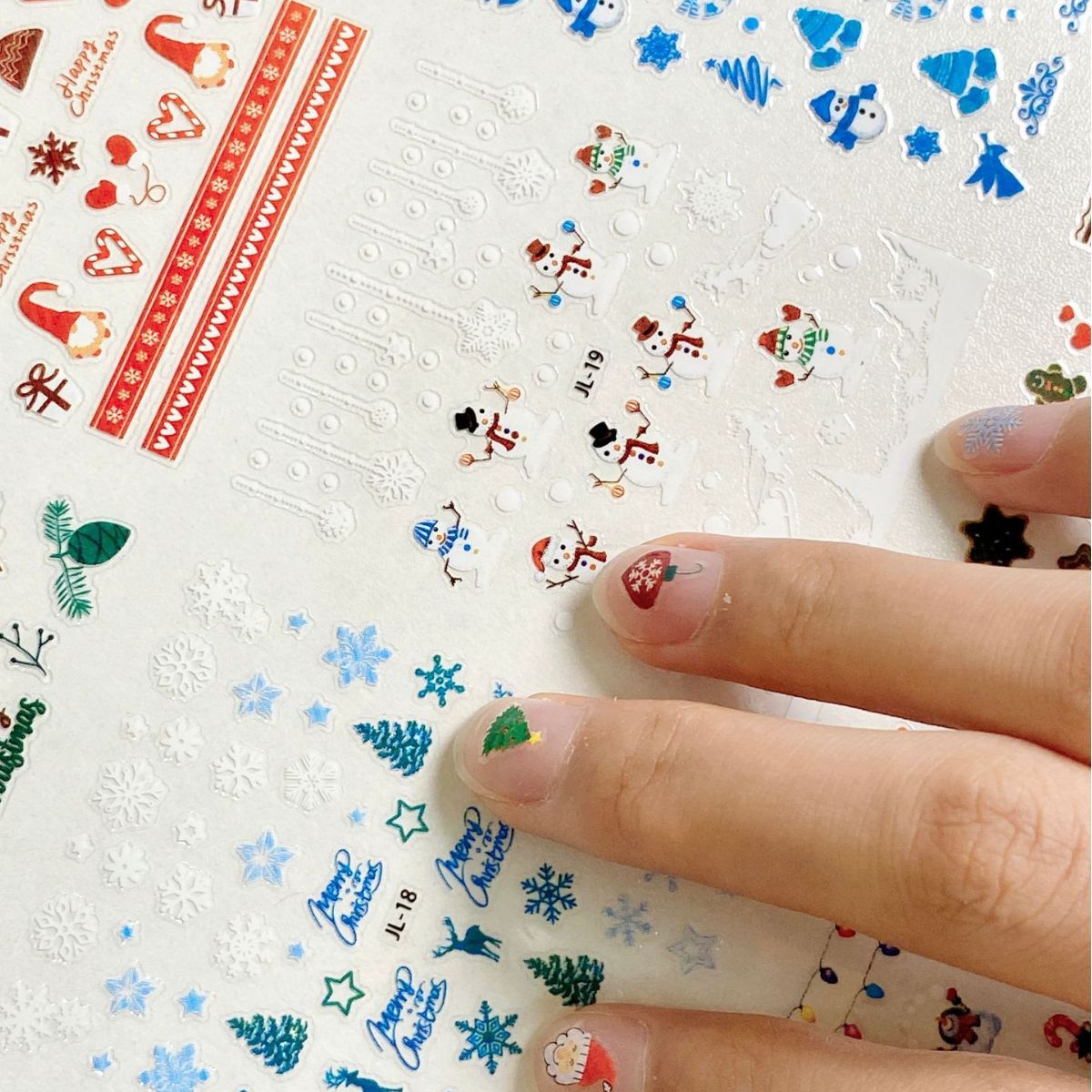 30Sheets Christmas Nail Stickers 1000+ Patterns Christmas Nail Art Decals Adhesive Nail Decals with Deer Snowman (Classic Style)