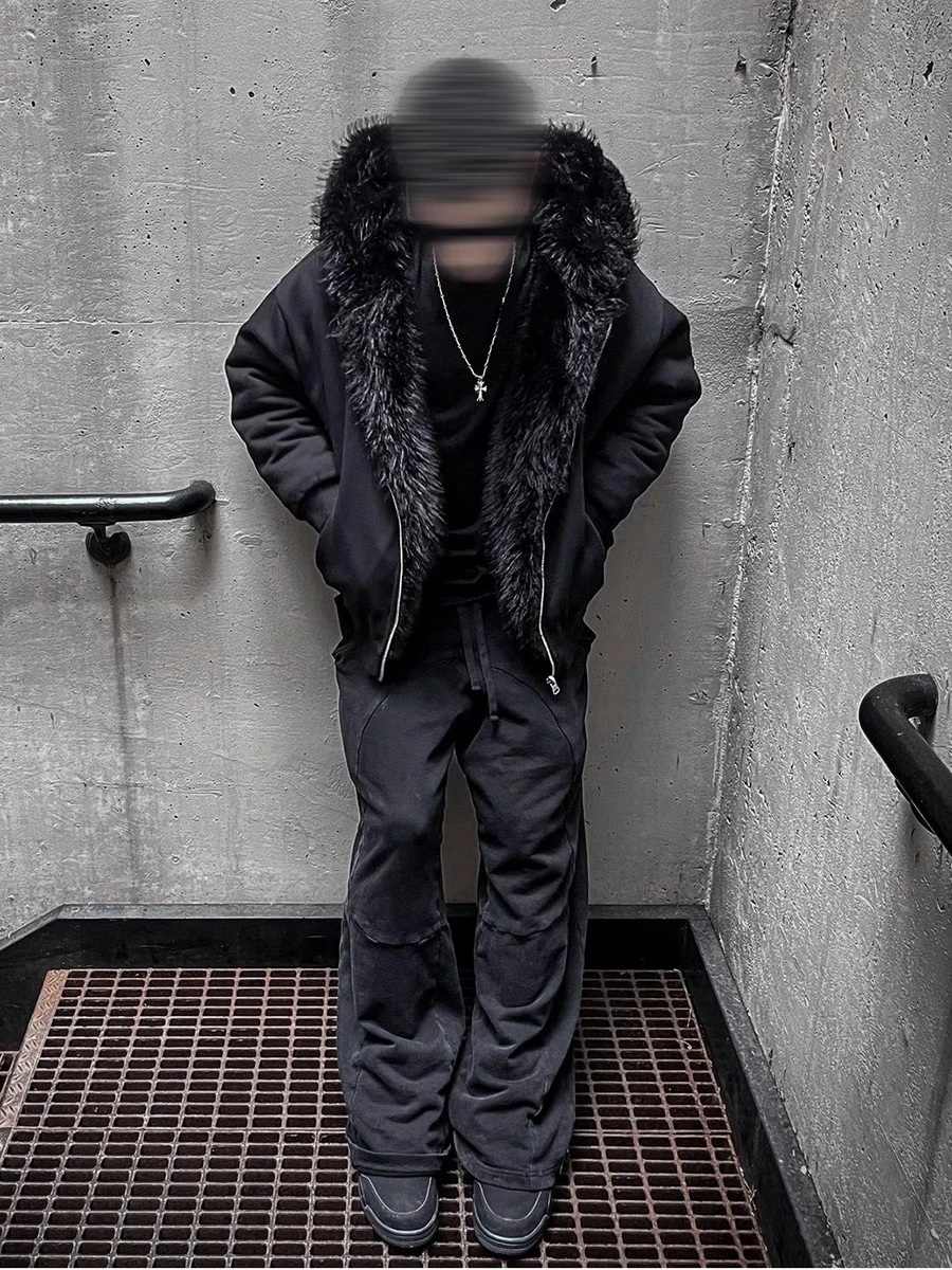 Mauroicardi outono inverno oversized engrossado quente preto reversível pele do falso parka casaco masculino com capuz zíper jaqueta macia 2025