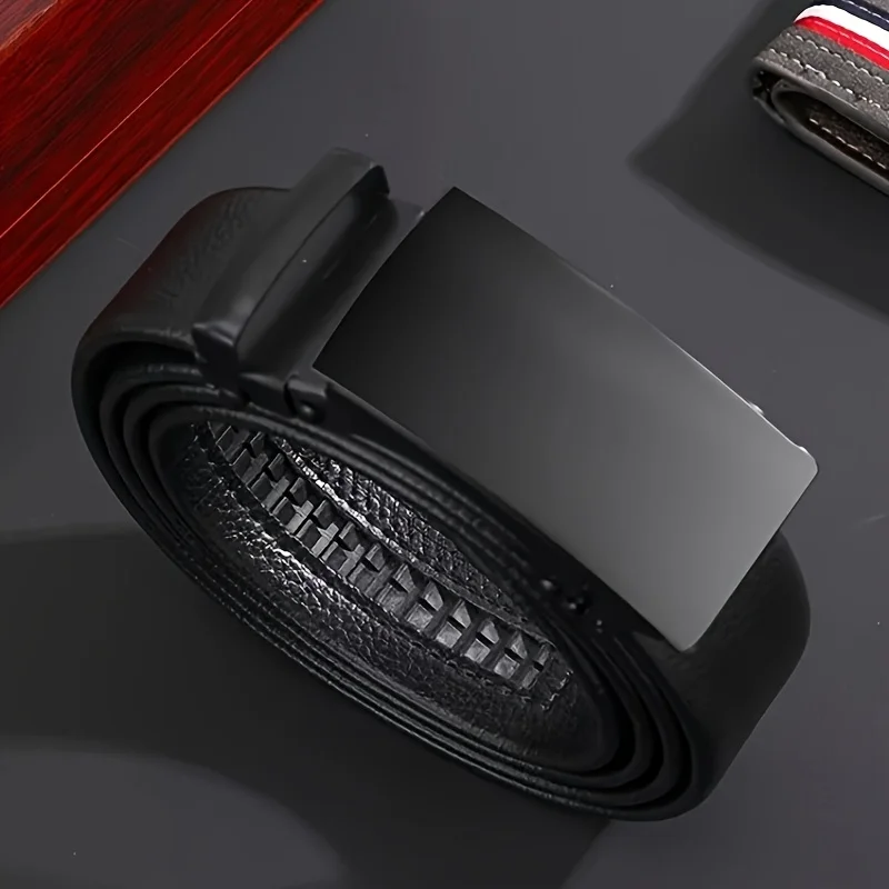 Cinturón de PU con hebilla automática de alta calidad para hombre, cinturón informal de negocios sencillo, regalos de cumpleaños a la moda
