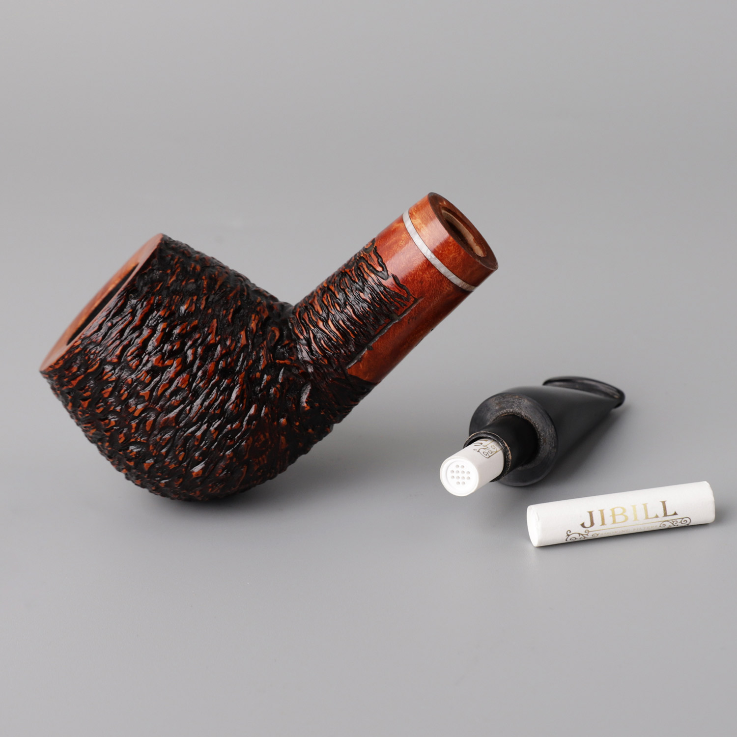 JIBILL 100pcs 6mm Tobacco pipe filter accessories Double-sided ceramic head Activated carbon filter element Smoking accessory