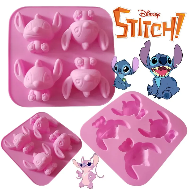 4 buah Disney Stitch cetakan kue memanggang silikon kartun kue rambut kue nasi cetakan cokelat es krim cetakan Mousse peralatan dapur DIY