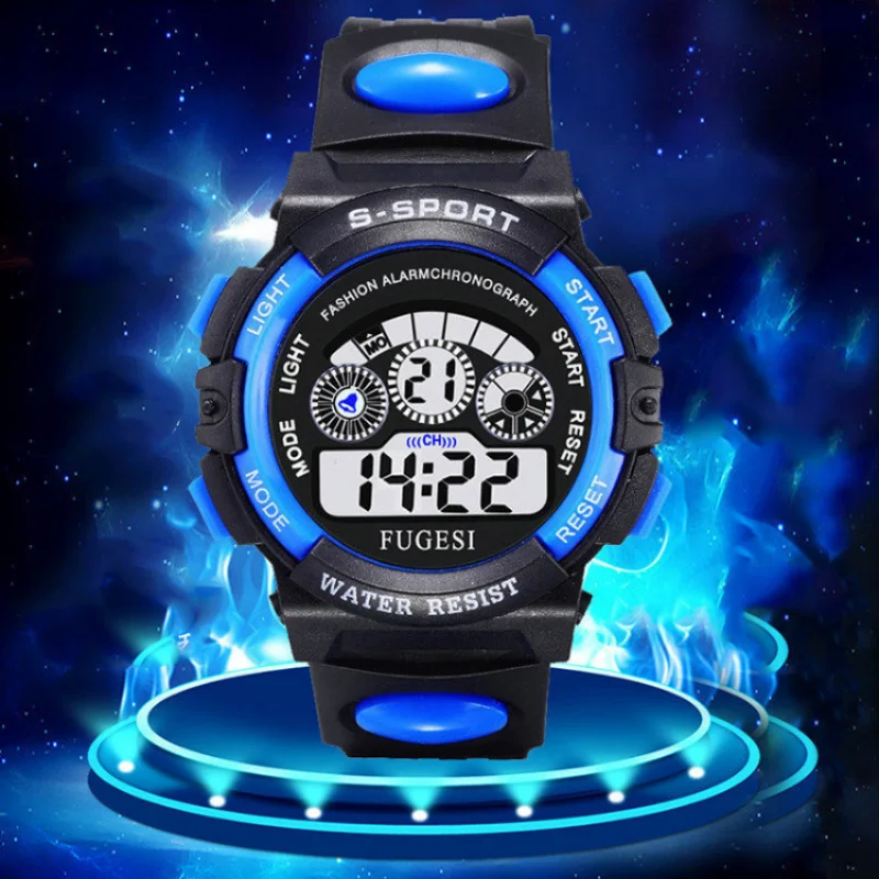Часы детские электронные с цифровым циферблатом, водонепроницаемые светящиеся часы-будильник для мальчиков и девочек, студенческие часы