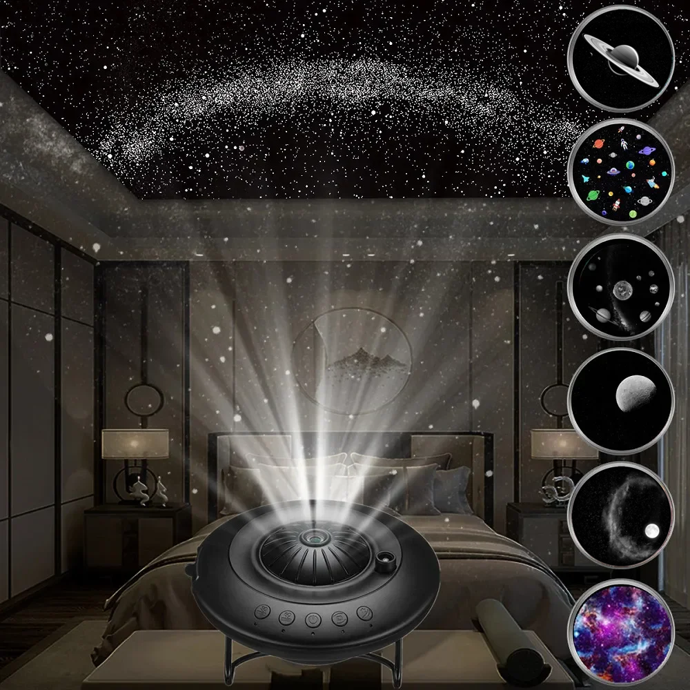 NEU UFO LED Sternprojektor Nachtlicht 8 in 1 Planetariumsprojektion Galaxy Sternenhimmel Projektorlampe für Kinder Geschenk Raumdekoration