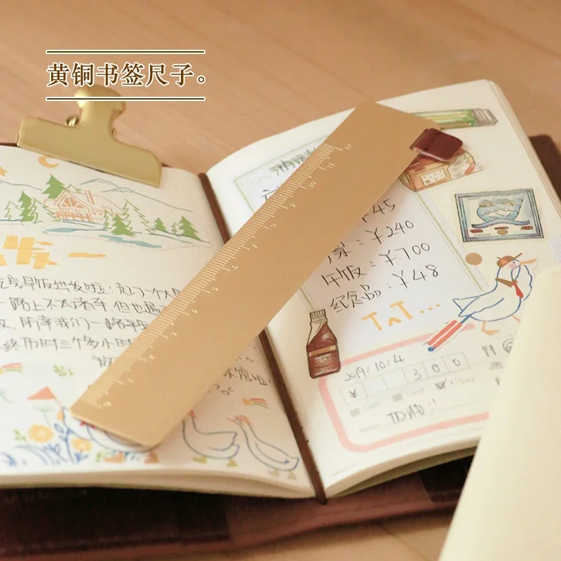 Frothenon Vintage Art Travel Notebook segnalibro in ottone righello numero di rame lettera righello accessori fai da te
