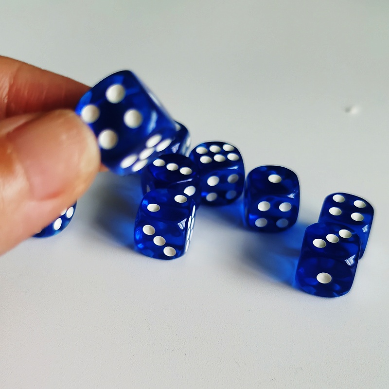 10pc/lot D6 Dice 6 Faces Dice Casino Table Game Dice Transparent Color Acrylic Dice D6 12mm Casino Dice Set