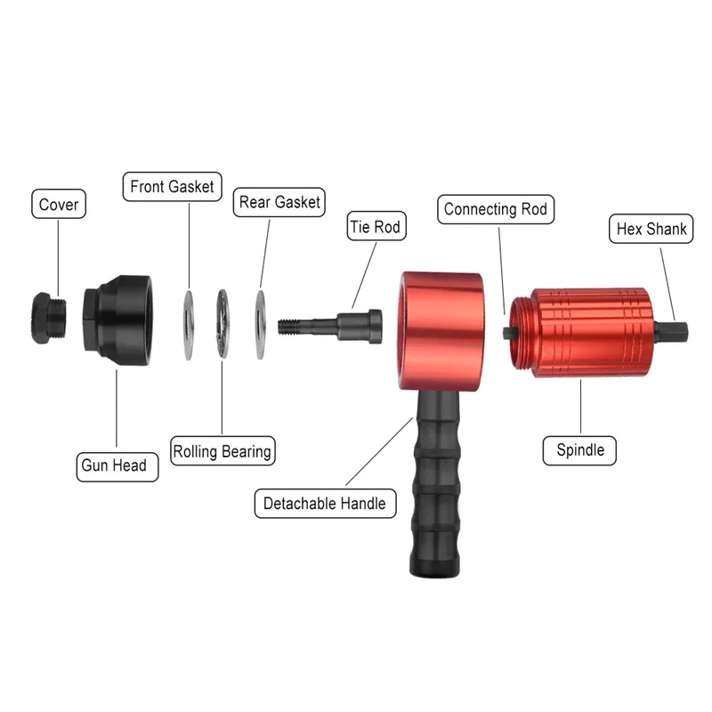 Rivet Nut Gun Riveting M3~M8 Cordless Rivet Drill Electric Adapter Insert Nut Tool, Can Be Used In Manual And Electric Mode