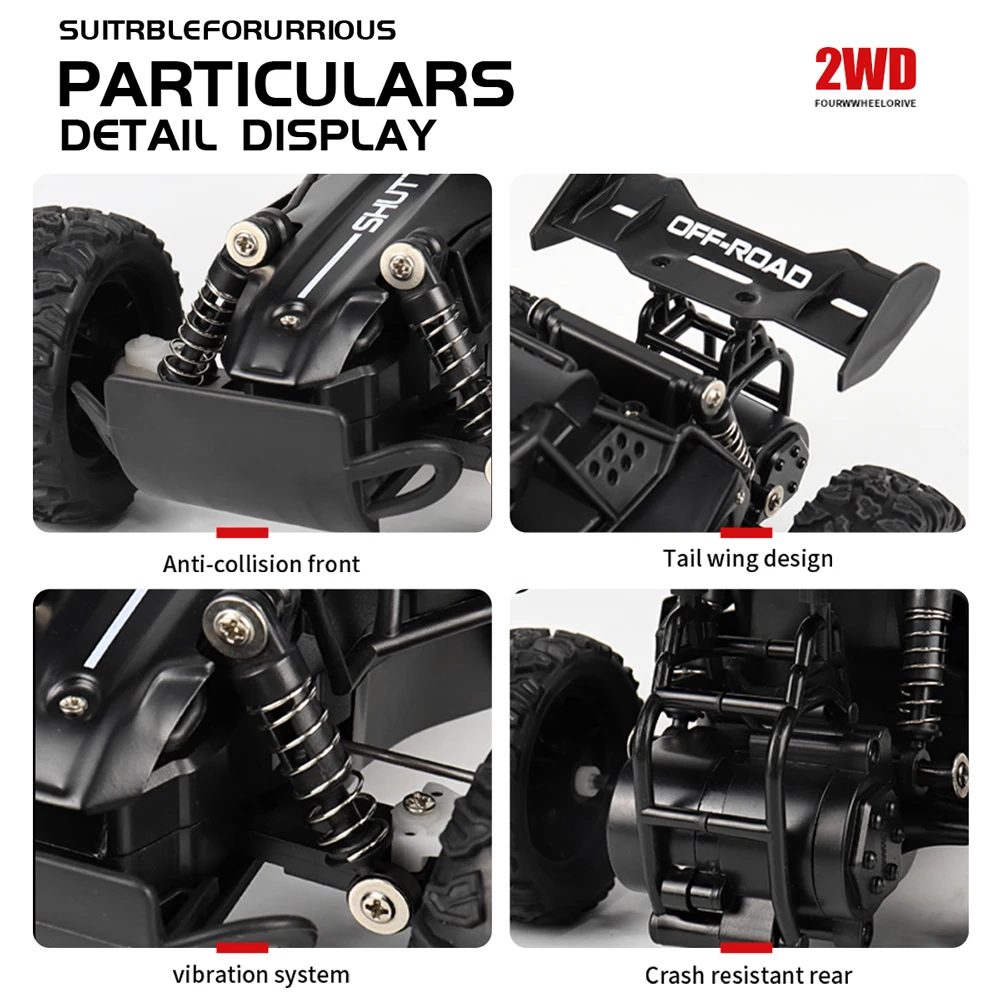 Nuova auto RC 1:16 2WD con luce a LED 2.4G 20KM/H ad alta velocità fuoristrada arrampicata telecomando auto giocattolo regali per ragazzi ragazze bambini