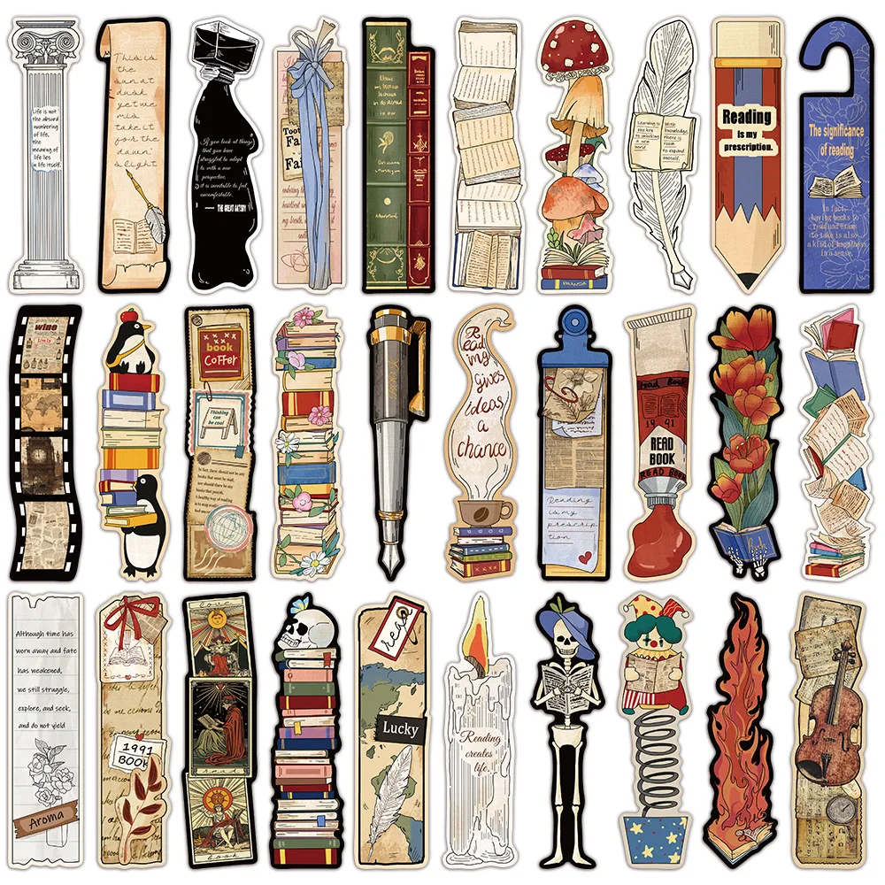 30pcs Bookmarks DIY Students Reader Page Markers Library Office Page Markings Retro Romantic Reading Books Bookish Paper