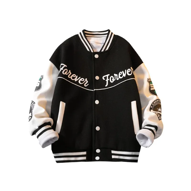 Moda primavera outono manga longa outwear adolescente crianças carta impressa casaco esporte crianças roupas 3 8 10 12 anos de idade