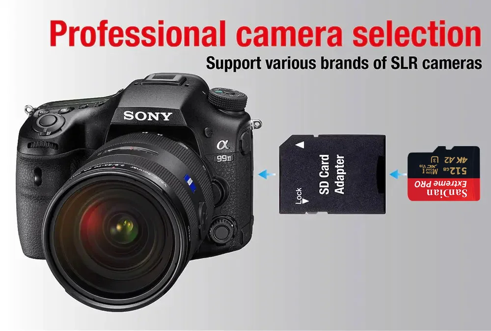 Micro TF SD Card 128GB 256GB Class 10 A2 High Speed Memory Card U3 4K 512GB TF Flash Card 1TB for Smartphone Camera Drone